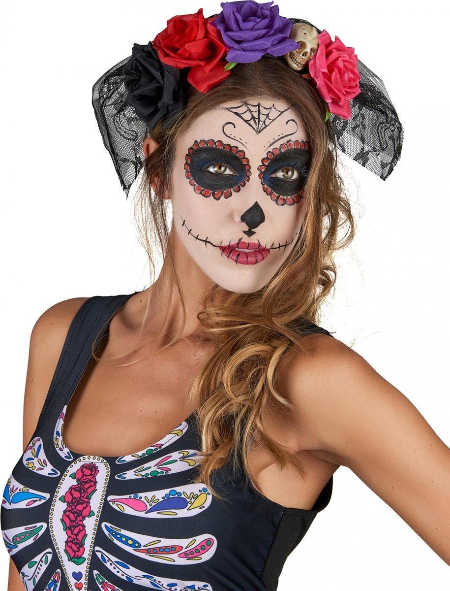 NINGBO PARTY SUPPLIES - Dia de los Muertos hoofdband voor vrouwen - Accessoires > Haar accessoire